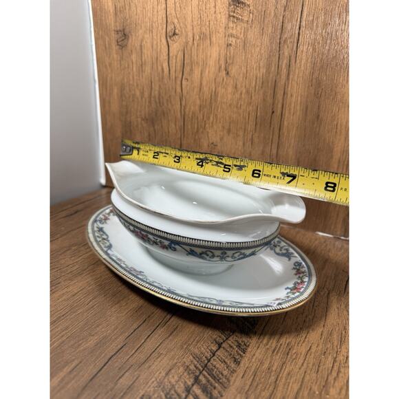 Noritake Chanlake Gravy Boat Vintage With Attached Underplate - Picture 3 of 4